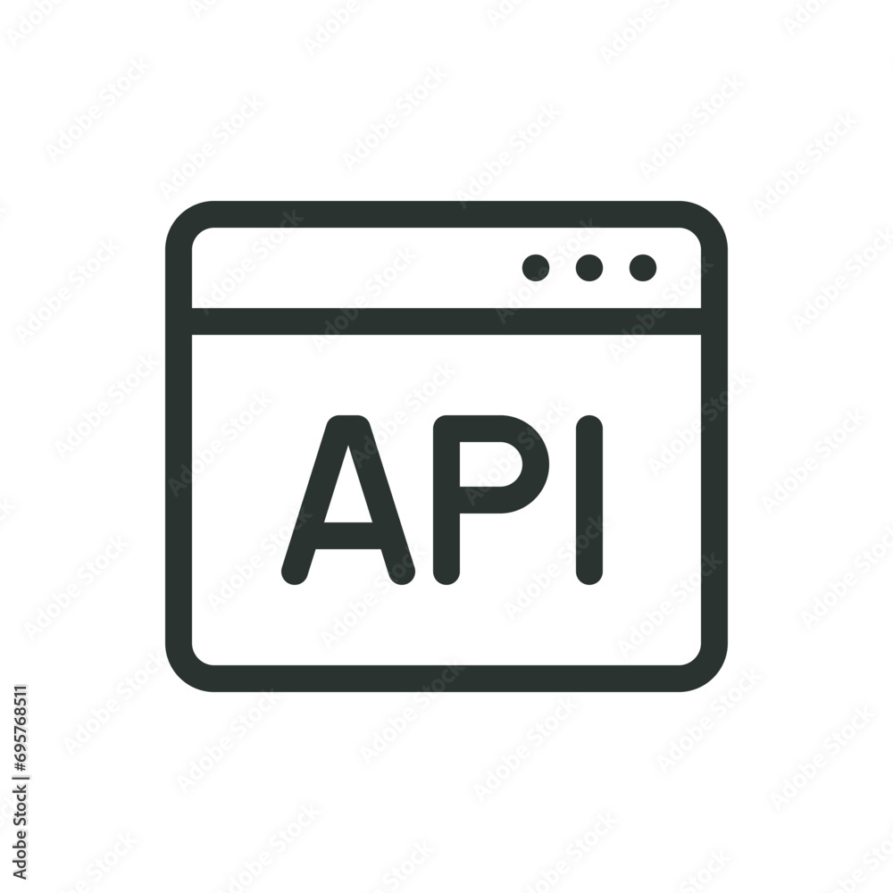 Poster api code isolated icon, api service vector icon with editable stroke
