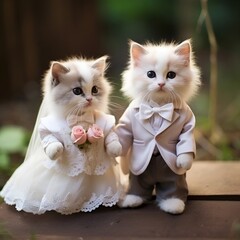 可愛い猫の結婚式
