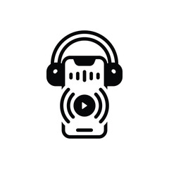 Black solid icon for streaming