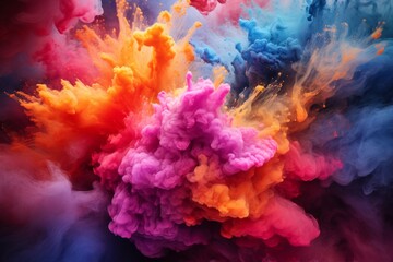 Abstract and colorful cloud formation, resembling a burst of color in the sky.