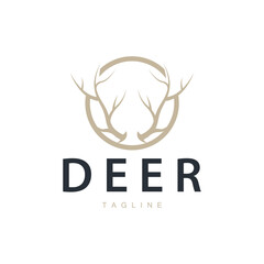 Deer Antlers Logo Design Hunter Antlers Forest Animal Symbol Illustration