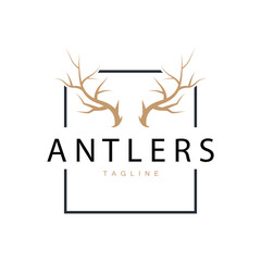 Deer Antlers Logo Design Hunter Antlers Forest Animal Symbol Illustration