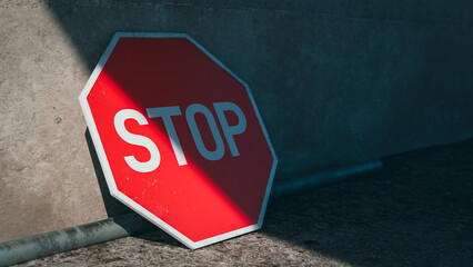 Red stop sign concept background, 3d rendering