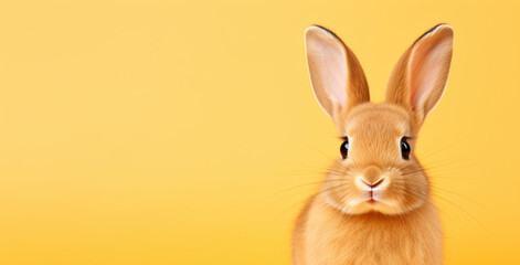 Fototapeta na wymiar Easter bunny on a yellow background. Copy space, place for text