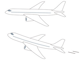 Fototapeta na wymiar シンプルな線画で飛行機の 2 種類、ベクトル イラスト