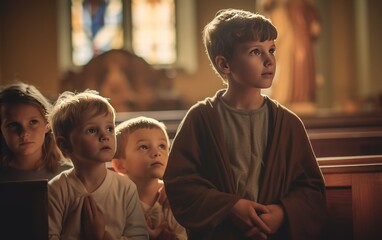 Jesus talking with kids. generative ai