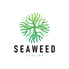 Seaweed Logo Design Underwater Plant Illustration Template