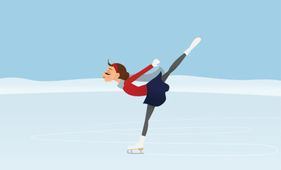 Woman gracefully figure skating outdoors