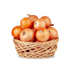 Onions  basket isolated on a white background