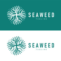 Seaweed Logo Design Underwater Plant Illustration Template
