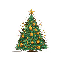Doodle christmas tree. Vector illustration design.