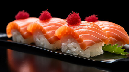 A plate of delicate and flavorful sushi , AI Generative.
