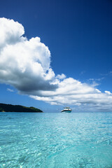 Anze Lazio, Praslin Island, Seychelles, and the typical granite stones. Tropical paradise, crystal...