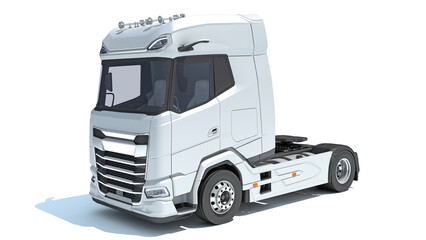 Semi Truck 3D rendering on white background