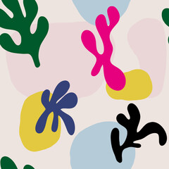 Abstract shape seamless pattern illustration. Modern minimalist art print background of curvy shapes.Fashion fabric, liquid texture design.
