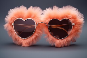 Fluffy peach pink glasses. Generative AI