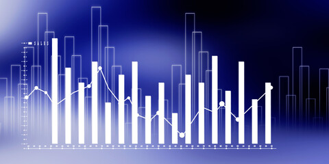 2d rendering Stock market online business concept. business Graph 