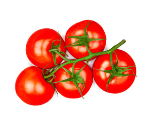 Tomato isolated on a white background, top view