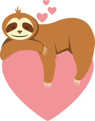 Cartoon sloth in love illustration. Valentines day sloth © Yuliya Korniyenko