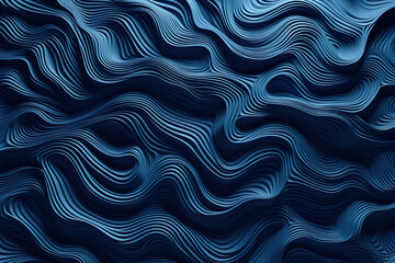 An elongated bacterial colony with a wavy pattern and a deep blue color, resembling a swirling wave. Generative AI