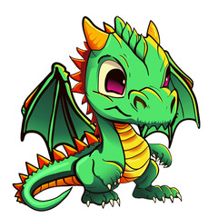 Cartoon  green dragon character isolated vector illustration symbol year of dragon 2024