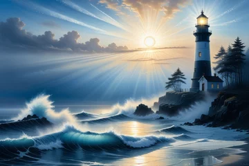  lighthouse in the sea created with generative AI software. © Tatiana