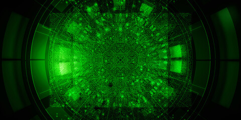 2d illustration Abstract futuristic electronic circuit technology background
