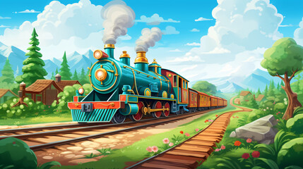 Cartoon childrens railway