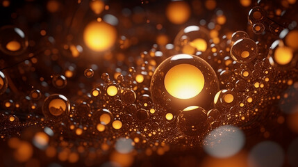 Beautiful luxury creative 3D modern abstract light background consisting of brown gold balls and...