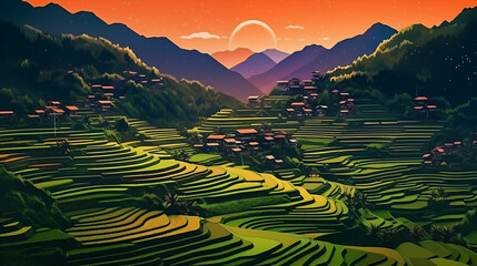 Rice Terraces with houses