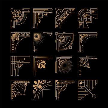 Art Deco Side Border Frame Illustration
