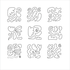 abstract line outline line art flower leaf pattern tileable 