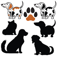 Dog black silhouette vector template.