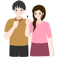 couple finger inked indonesia election