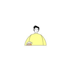 set of poses of people wearing yellow clothes set