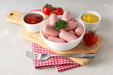 Mini sausage, concept of tasty meat food