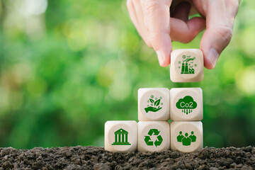 Concept of green Co2 Tax.Carbon tax, environmental and social responsibility business concept....