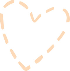 Vector illustration of outline stroke heart of peach color. Hand drawn. Symbol of love. Valentine's day. 14 February.