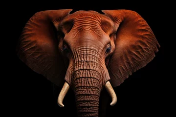 Foto op Canvas Elephant isolated on dark background looking at camera © Stefan