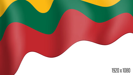 Lithuania country flag realistic independence day background. Lithuanian commonwealth banner in motion waving, fluttering in wind. Festive patriotic HD format template for independence day