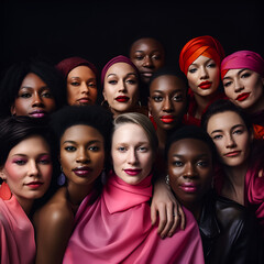 Obraz premium Group of women of different nationalities. International Women's Day concept.