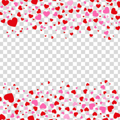 Love background for mothers and valentines day concept design, hearts on transparency with copy space