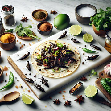 Authentic Tlaxcala Escamoles Taco on Nopal Tortilla