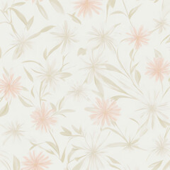 Pastel vintage flower pattern clear and clean minimalist style