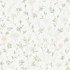 Pastel vintage flower pattern clear and clean minimalist style