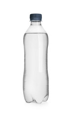 One plastic bottle with fresh water isolated on white