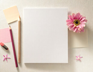 Blank White Greeting Card with cactus pancil