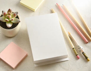 Blank White Greeting Card with cactus pencil