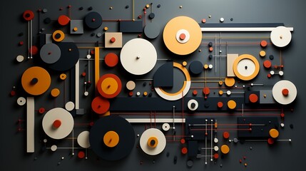 A vibrant fusion of technology and art, showcasing the intricate harmony between electronics and music through the circular design of a turntable