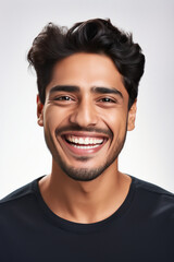 Fototapeta premium Young man showing teeth while dental smile
